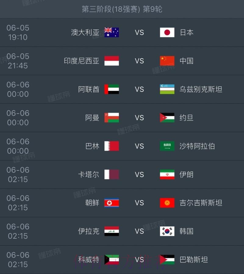 世界杯每日赛程完整版